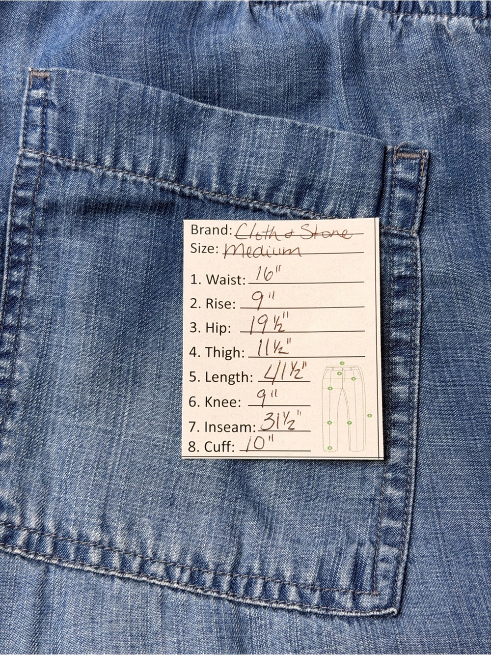 Cloth & Stone Light Blue Drawstring Chambray Pants - Picture 14 of 14